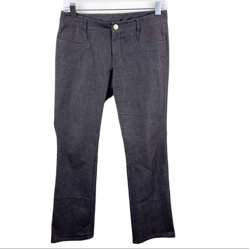 St. John Brown Denim Studded Pocket Mid Rise